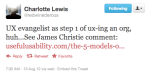 Charlotte Lewis's tweet